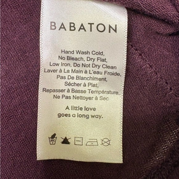 Babaton Womens Small Wool Rayon Blend Purple Ruched Long Sleeve T-Shirt Stretch - Picture 3 of 8